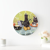 ファンゴッホ：ブルーエナメルコーヒーポットで静物生活 ラージ壁時計 (ホーム)