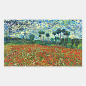 ファンゴッホ – ポピー絵画フィールド 長方形シール (正面)