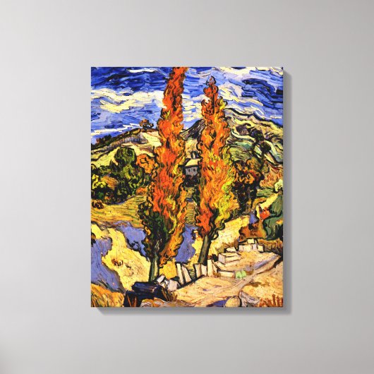 ファンゴッホ – 丘の上の2つのポプラ キャンバスプリント (正面)