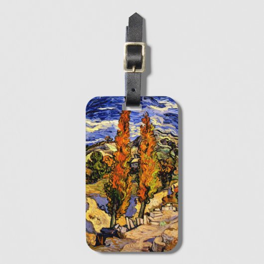 ファンゴッホ – 丘の上の2つのポプラ ラゲッジタグ (正面縦)