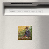 ファンゴッホ;女性の草の中に座って、ヴィンテージファインアート マグネット (インサイチュ (食洗機))