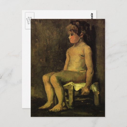 ファンゴッホ;小さな女の子の勉強,座って,ポートレート ポストカード (正面/裏面)