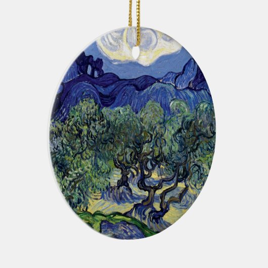 ファンゴッホ – 山の景色の中のオリーブの木 セラミックオーナメント (右)