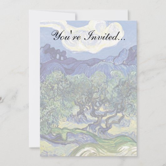 ファンゴッホ – 山の景色の中のオリーブの木 招待状 (正面)