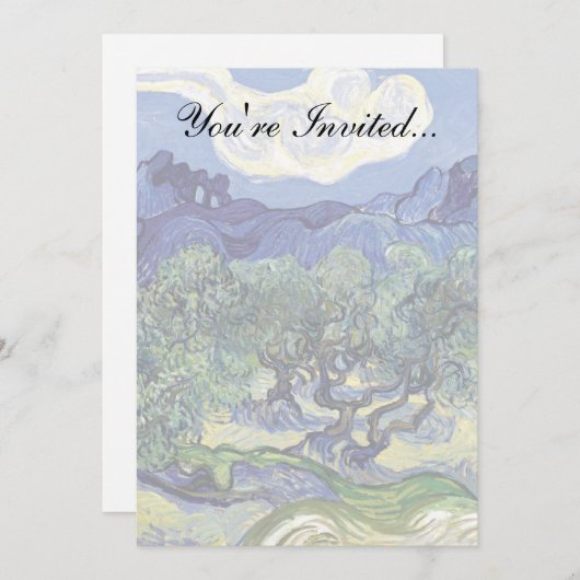 ファンゴッホ – 山の景色の中のオリーブの木 招待状 (正面/裏面)