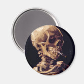 ファンゴッホ – 燃えるタバコのスカル マグネット (正面/裏面)