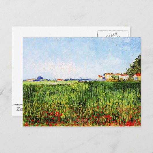 ファンゴッホ – 牧草地とポピー ポストカード (正面/裏面)