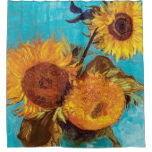 ファンゴッホ – 花瓶に3つのひまわり – ファインアート シャワーカーテン (正面)