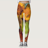 ファンゴッホ – 花瓶に3つのひまわり – ファインアート レギンス (正面)