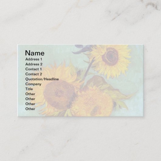 ファンゴッホ – 花瓶に3つのひまわり – ファインアート 名刺 (正面)