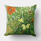 ファンゴッホ – 蝶とポピー クッション (正面)