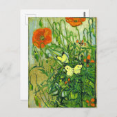 ファンゴッホ – 蝶とポピー ポストカード (正面/裏面)