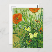 ファンゴッホ – 蝶とポピー、有名なアートワーク ポストカード (正面/裏面)