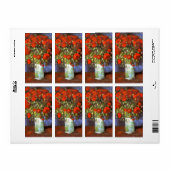 ファンゴッホ：赤いケシの入った花瓶 ラベル (フルシート)
