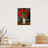 ファンゴッホ – 赤いケシの花瓶 ポスター (キッチン)