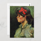ファンゴッホ – 赤いリボンを持つ女性のポートレート ポストカード (正面/裏面)