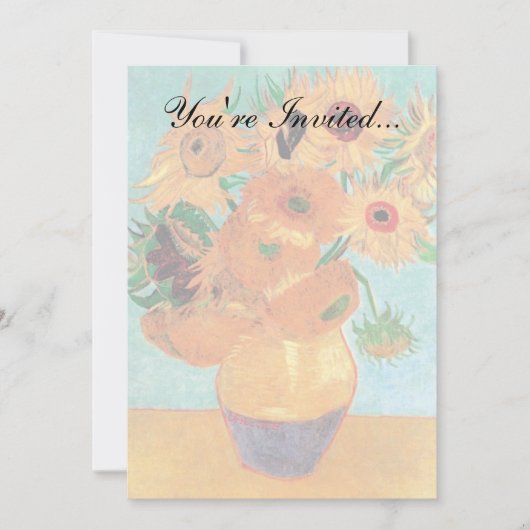 ファンゴッホ-12のひまわり付きスチルライフ花瓶 招待状 (正面)