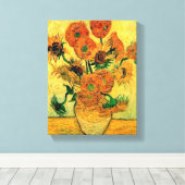 ファンゴッホ-15のひまわり付きスチルライフ花器 キャンバスプリント (インサイチュ (ウッドフロア))