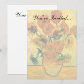 ファンゴッホ-15のひまわり付きスチルライフ花器 招待状 (正面/裏面)