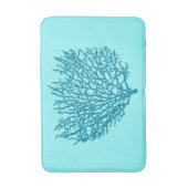 ファンサンゴプリント、ターコイズの背景 バスマット (正面縦)
