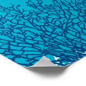 ファンサンゴプリント、ターコイズ、アクア、コバルトブルー ポスター (角)