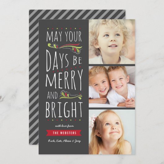 ファンシフメリール&ブライト3フォトクリスマスカード シーズンカード (正面/裏面)