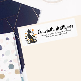 ファンシフルブラックキャット差出人住所ラベル ラベル