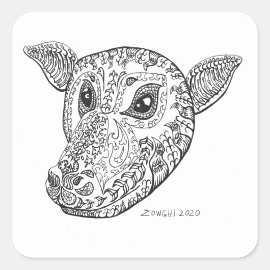 ファンシーこうもり- P.ブリジェラタスポートレート スクエアシール (正面)