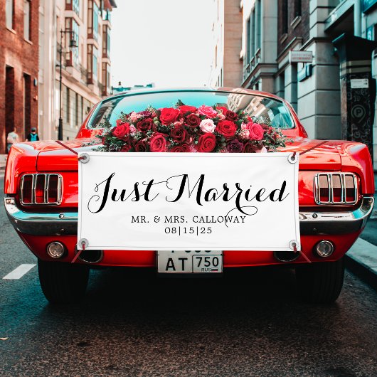 ファンシーたった今結婚しましたカーバナー 横断幕