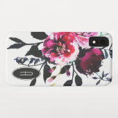 ファンシーで深い色の水彩画の紫色の花のモノグラム Case-Mate iPhoneケース (裏面(横))