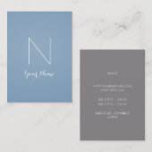 ファンシーで素晴らしくモノグラムのな薄暗がりの青およびチタニウム 名刺 (正面/裏面)