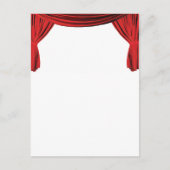 ファンシーで赤いビロードのショーケースのカーテンの招待 インビテーションポストカード (正面)