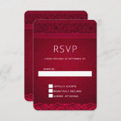 ファンシーとエレガント赤の背スタイリッシュ景結婚面 出欠カード (正面/裏面)
