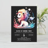 ファンシーなかわいいライオンの誕生日 招待状 (スタンド正面)