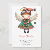 ファンシーなかわいい天使のイラスト 幸せな シーズンカード (正面)