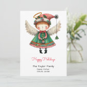 ファンシーなかわいい天使のイラスト 幸せな シーズンカード (スタンド正面)