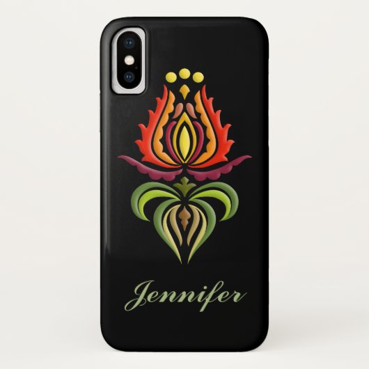 ファンシーなふたの刺繍-ハンガリーの民芸 Case-Mate iPhoneケース (裏面)