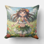 ファンシーなアニメの女の子 クッション (正面)