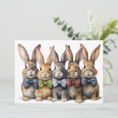 ファンシーなウサギの蝶ネクタイ 水彩 シーズンカード (スタンド正面)