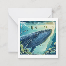 ファンシーなクジラのポストカードスタイル ノートカード