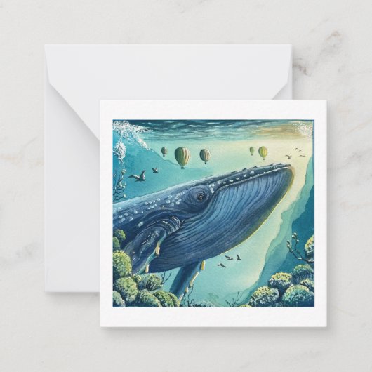 ファンシーなクジラのポストカードスタイル ノートカード (正面)