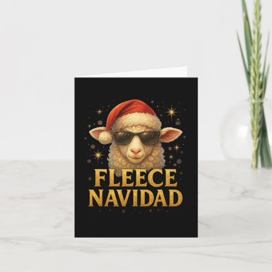 ファンシーなクリスマス 羊のデザイン フリース Navidad カード (正面)