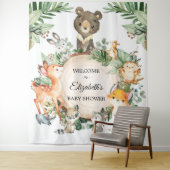 ファンシーなグリーンと森林の赤ちゃん動物のお出迎え タペストリー (インサイチュ)