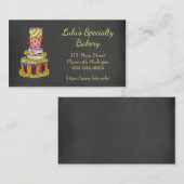 ファンシーなケーキが付いている黒板のベーカリーの名刺 名刺 (正面/裏面)