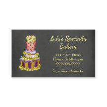 ファンシーなケーキが付いている黒板のベーカリーの名刺