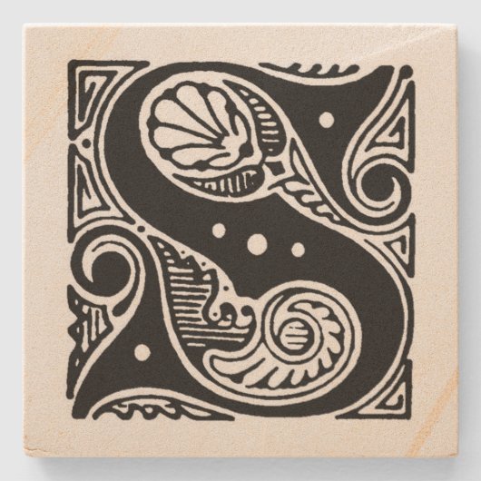 ファンシーなゴシック体`のS」モノグラム ストーンコースター (正面)