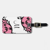 ファンシーなスクロールモノグラムの荷物のラベル ラゲッジタグ (正面横)