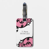 ファンシーなスクロールモノグラムの荷物のラベル ラゲッジタグ (裏面縦)