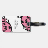 ファンシーなスクロールモノグラムの荷物のラベル ラゲッジタグ (裏面横)