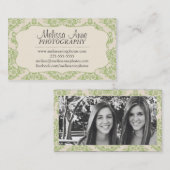 ファンシーなダマスク織の写真撮影 名刺 (正面/裏面)